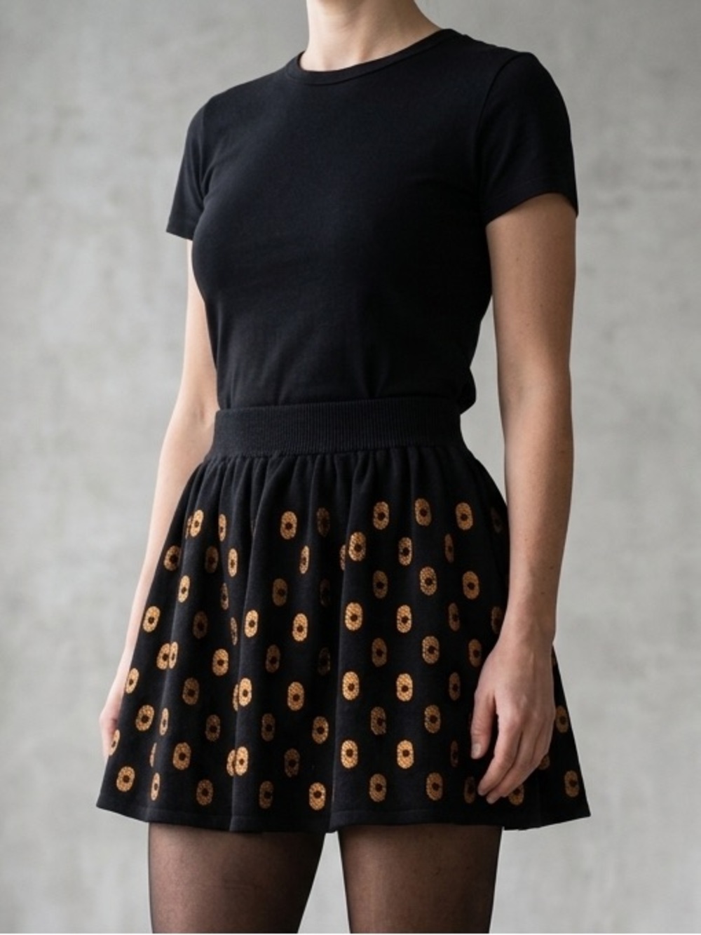 Opening Ceremony Knits Orange Black Dotted Skirt N129-16